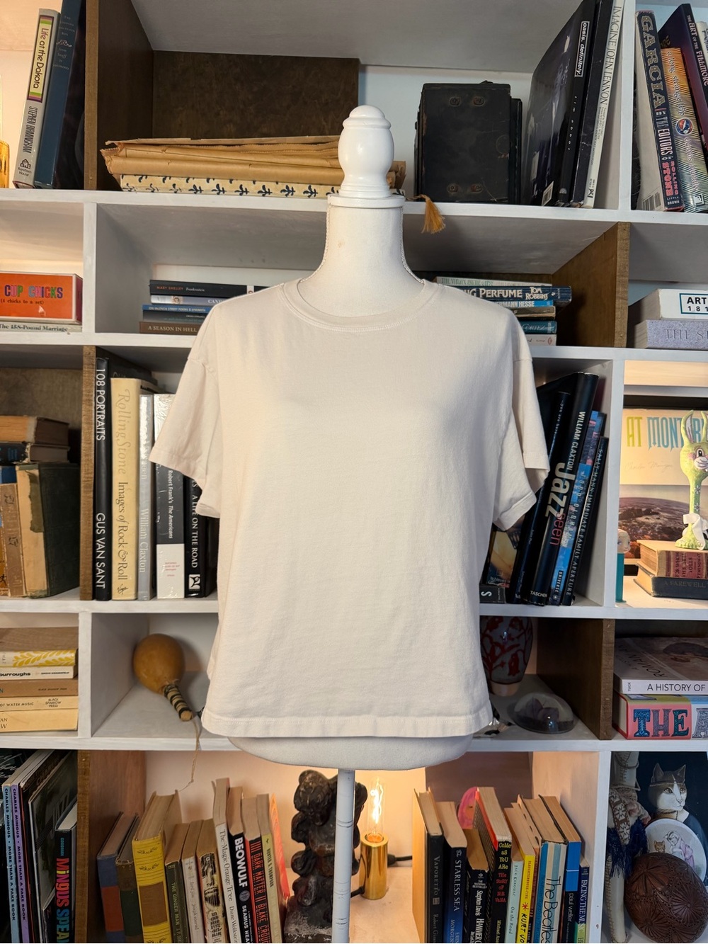 Classic Crewneck Cotton T-Shirt in Cream
